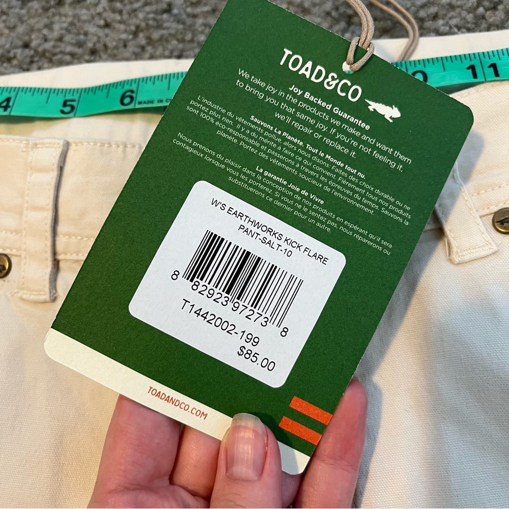 Toad & Co Earthworks kick flare crop pant size 10 NWT - Picture 7 of 11